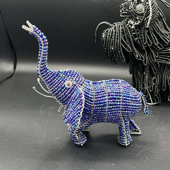 Beadworx By Grassroots Lot Of 4 Beaded Sculpture Dog Elephant Pig Rooster Farm - Picture 12 of 16